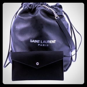 Ysl teddy drawstring calfskin leather bucket bag